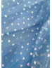 Sky Blue Printed Hearts Tulle Sweet Midi Party Dress